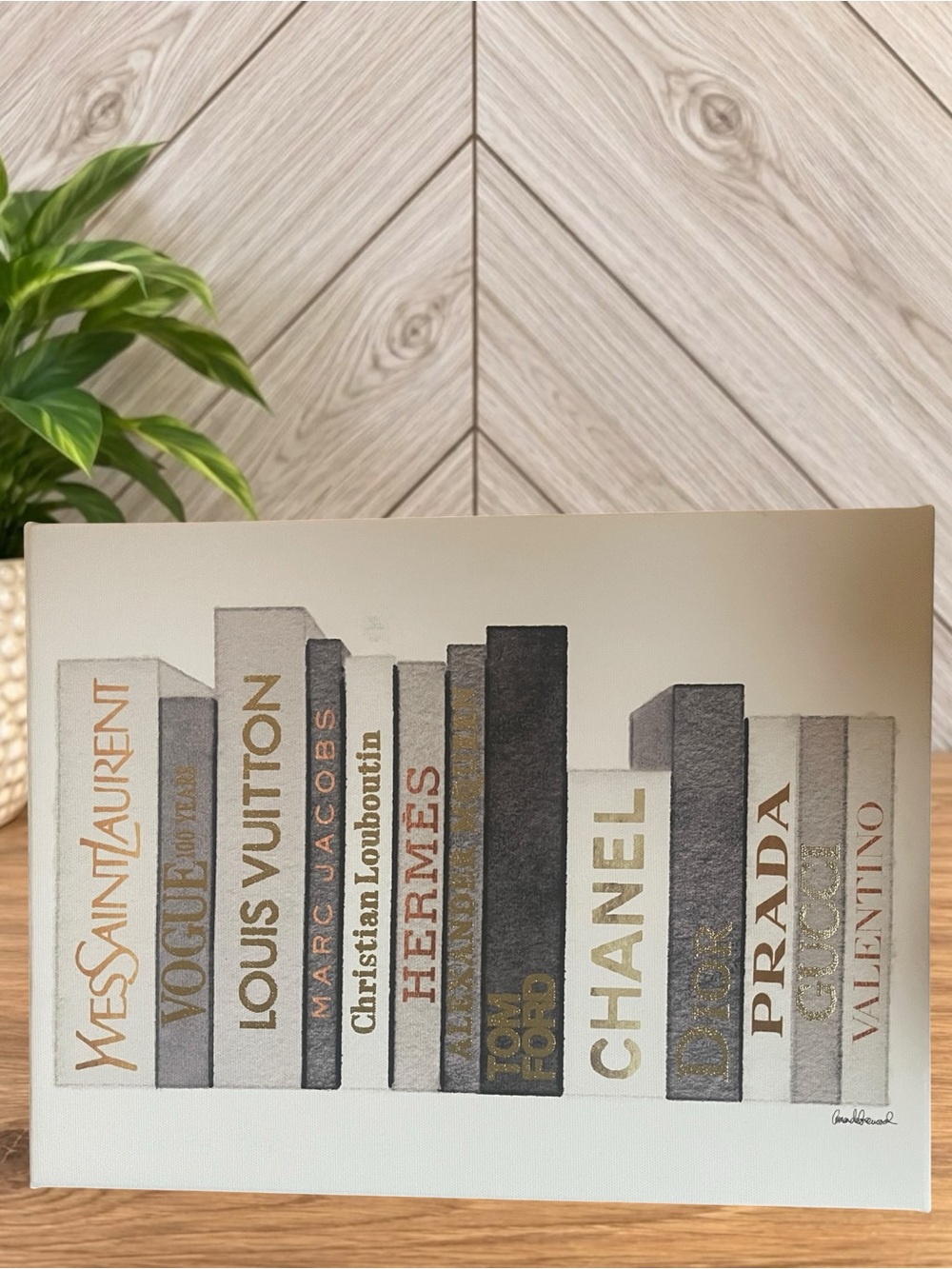 AMANDA GREENWOOD Designer Book Stack Canvas Licensed Art 14X11”
